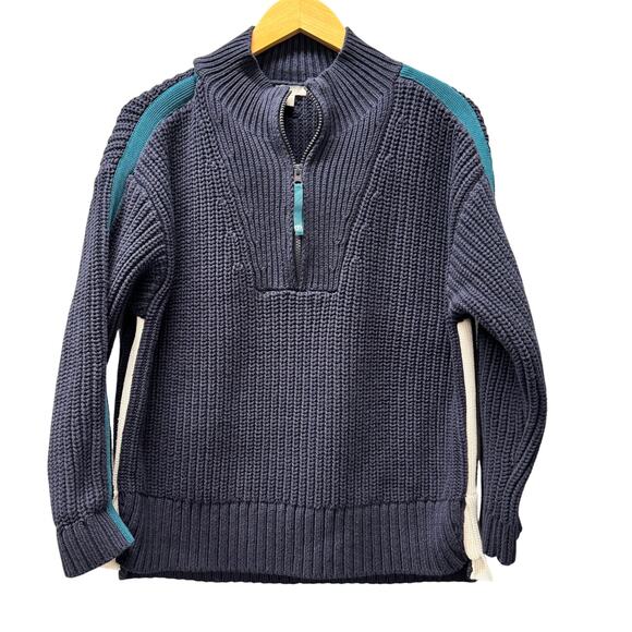 Talbots Sweaters - Talbots Sweater Womens Petite Large Lp Blue 1/2 Zip Pullover‎ Coastal Knit